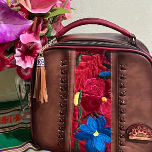 Embroidered Leather Tote