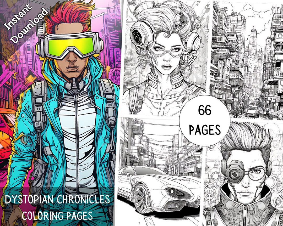 Dystopian Coloring Pages: Post-apocalyptic Adult Coloring Book 30 Printable Digital Download