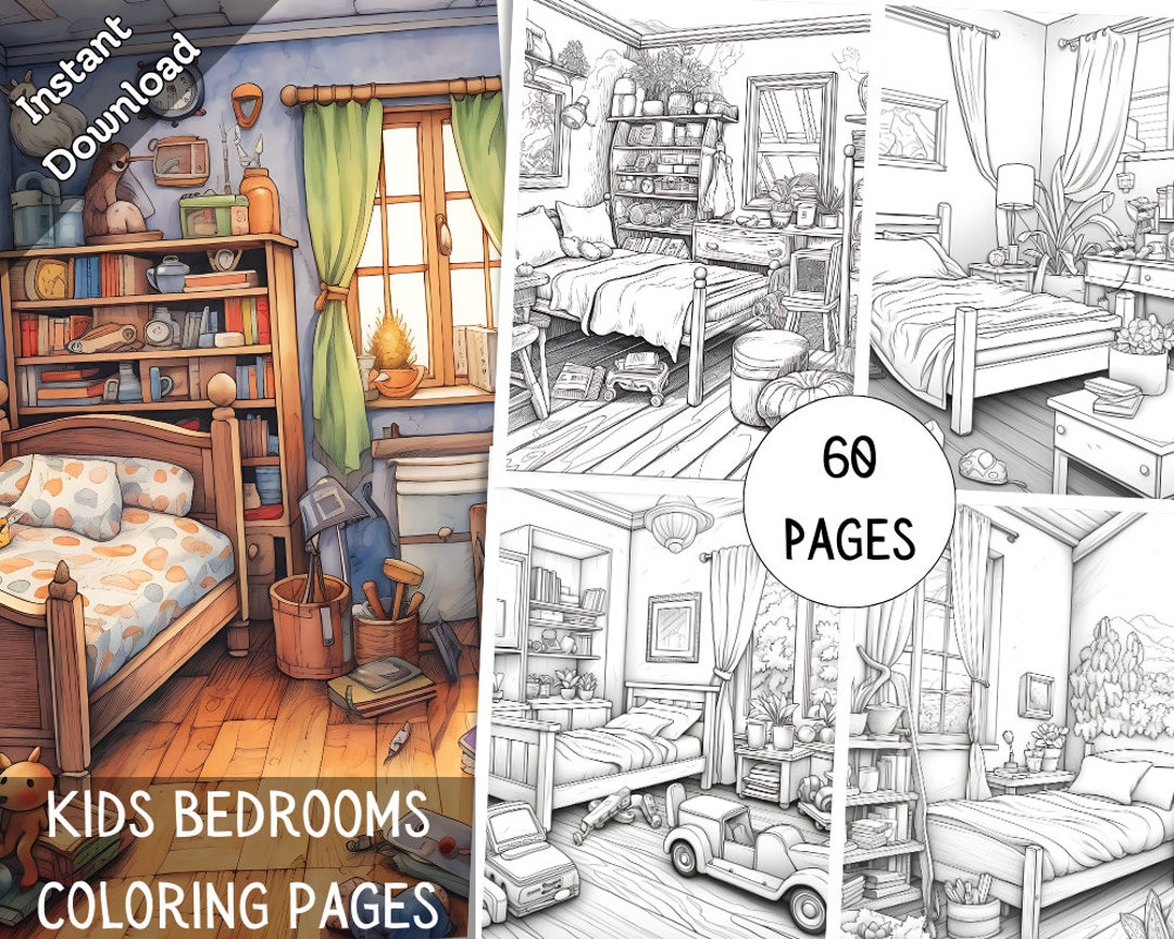 Coloring Page of Bedroom Kidsadult Coloring Pages Coloring - Etsy