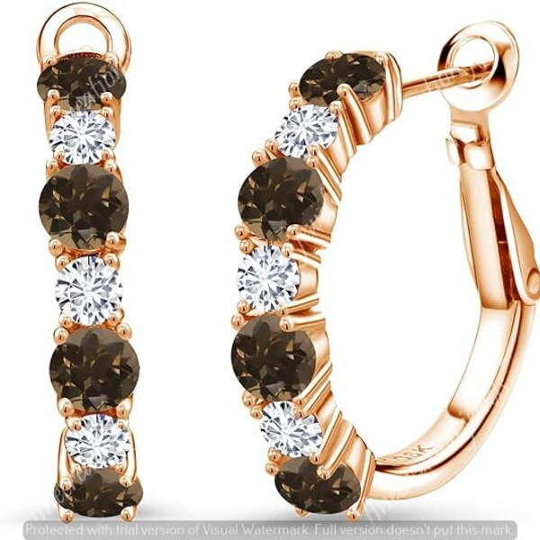 Boucles d'oreilles clip Huggie Huggie diamant rond chocolat 2,00 ct mariage fiançailles anniversaire cadeau or blanc 14 carats