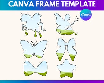 Enchanting Fairytale Frame Templates Unicorn Fairy Butterfly Designs for Invitations Social Media Magical Canva Frames Fantasy Borders