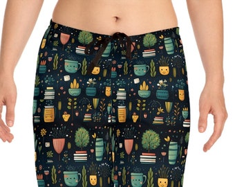 Gardeners Pajama Bottoms - Cute Container Garden Print Sleep Pants - Women's Pajama Bottoms - Gift for Gardener - Practical Gift for Her