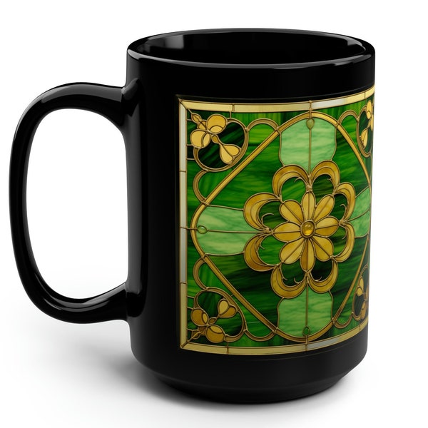 Shamrock Mug - Stained Glass Art Style Coffee Cup - Irish Mug Art - Celtic Pride Tea Cup - St Paddy's Day Gift