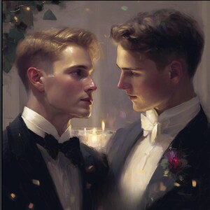 Queer Art - "Candlelight and Shadows" Square Canvas Print - Gay Edwardian Style