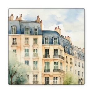 Paris Wall Art - &quot;An Appartment in Paris&quot; Square Canvas Gallery Wraps - Francophile Art Gift - Parisian Decor