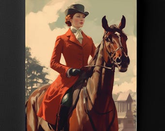 Lady Equestrian Hunt Rider poster - Vintage Style British Sporting Art