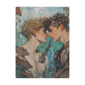 Mermen Blanket - LGBTQAI Merfolk Lightweight Throw - Original Valentine&#39;s Day Gift - Room Throw - Soft and Light Minky Throw