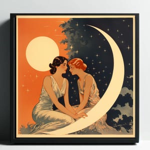 1920s Style Lesbian Art Print - Sapphic Themed Square Canvas Gallery Wraps - LGBTQ Themed Elegant Canvas Wall Art - Wall Decor