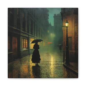 Victorian Lady Wall Art - "A Long Walk Home" Square Canvas Gallery Wrap - Moody 19th Century Style Art Print - Victorian Themes