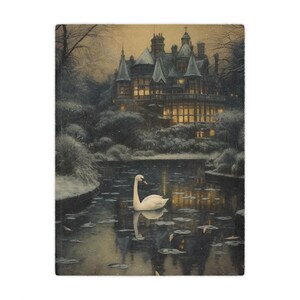 Cozy Lap Robe - Swan and Twilight Minky Blanket - Lightweight Soft Blanket in 3 Sizes - Practical Booklover Gift - Pretty Reading Room Throw