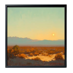 Lámina artística del desierto de California - "Aferrarse al amanecer" - Lienzo cuadrado para pared - Decoración tradicional del Alto Desierto de la Costa Oeste - Listo para colgar