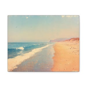 California Beach Art Print - &quot;Water Colors&quot; Horizontal Canvas - West Coast Seascape  Wall Decor - Serene Sunrise - Ready to Hang