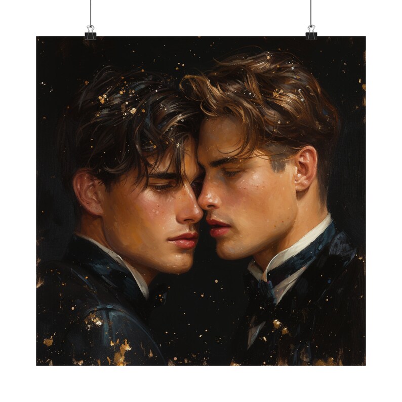 Romantic Queer Art Print - "The Old School Tie" Matte Square Poster image 19