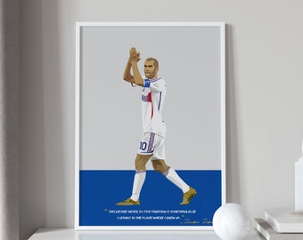 Zinedine Zidane Poster France - Soccer Art - Football Print - Football Legend