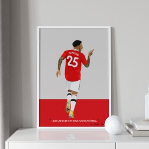 Manchester United Poster - Jadon Sancho: &quot;Wings of Glory&quot; - Football Wall Art - Soccer Gifts