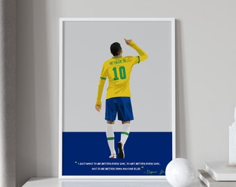 Neymar - Brasilien Poster - Fußball Kunst - Fußball Druck - Fußball Legende
