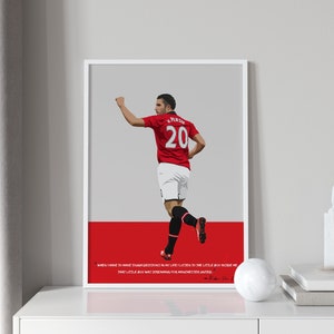 Manchester United Poster - Robin van Persie: &quot;Striker&#39;s Elegance&quot; Art Print - Football Wall Art - Soccer Gifts