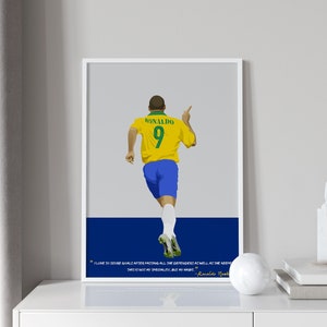 Ronaldo Brazil Poster - R9 - Soccer Art - Football Print - Football Legend