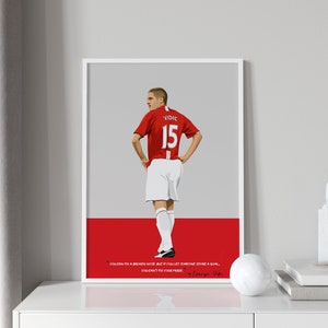 Manchester United Poster - Nemanja Vidic: &quot;Defensive Rock&quot; Art Print - Football Wall Art - Soccer Gifts
