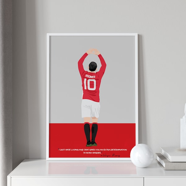 Manchester United Poster - Wayne Rooney: "Captain's Determination" - Football Wall Art - Soccer Gifts