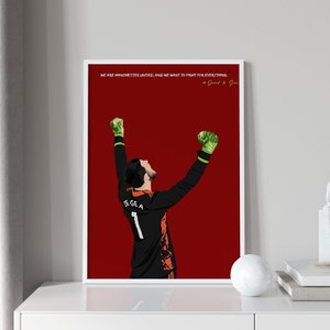Cartel del Manchester United - David De Gea: Impresión de arte "Guardián de la portería" - Arte de pared de fútbol - Regalos de fútbol