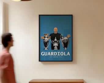 Pep Guardiola Tribute Print - Manchester City Poster -  Man City Gifts