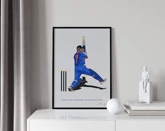 MS Dhoni-poster - Indian Cricket Team - Cricketprints - A3-formaat - Digitale download