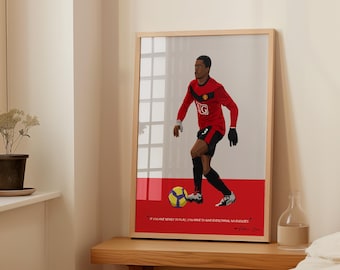 Manchester United Gifts - Patrice Evra Print - Manchester United Home Decor