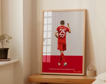 Póster de Thomas Müller del Bayern de Múnich / Descarga digital A3 / Arte mural de fútbol / Decoración de fútbol / Regalos de Thomas Müller