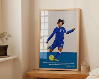 Andrea Pirlo Italy Poster | Azzurri Legend Print | World Cup Champion | Italian Football Gift
