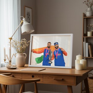 Virat Kohli Rohit Sharma Poster - Indisches Cricket Team - Cricket Drucke - Tribute Art Bild 7