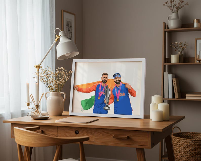 Virat Kohli Rohit Sharma Poster - Indisches Cricket Team - Cricket Drucke - Tribute Art Bild 7