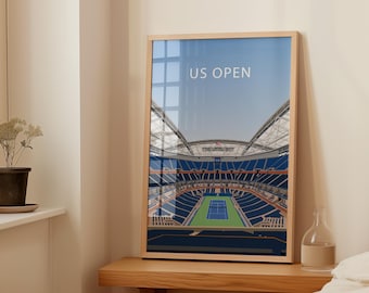 US Open Tennis Stadium Art Print - Arthur Ashe Arena Poster - Grand Slam - Tennis Gifts