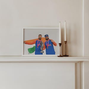 Virat Kohli Rohit Sharma Poster - Indisches Cricket Team - Cricket Drucke - Tribute Art Bild 6