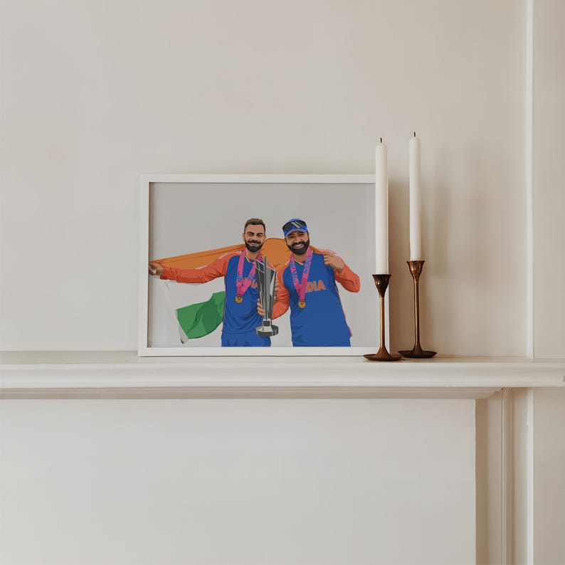 Virat Kohli Rohit Sharma Poster - Indisches Cricket Team - Cricket Drucke - Tribute Art Bild 6