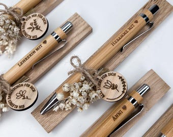 Ernestine Bambus-Kugelschreiber Mit Gravur „Herrin“ – Touch-Funktion, Geschenk Für Lehrerinnen