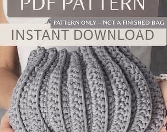 PDF-virkmönster för puffväska – direkt nedladdning – Handledning för T-shirtgarnsväska (nybörjare)
