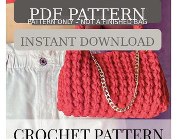 Ruby Charm Bag PDF Crochet Pattern – Instant Download – T-Shirt Yarn Purse Tutorial (Beginner)