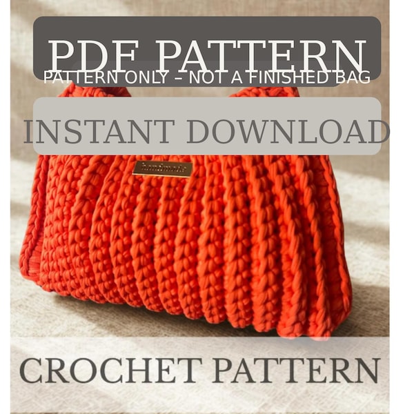Patrón de crochet en PDF para bolso Mandarina – Descarga instantánea – Bolso bandolera de trapillo con correa de crochet (Principiante)
