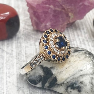 Turkish handmade, Women ring, Sappire cz stone, Gift for Her, Ottoman ring Womens, vintage jewelry, 925k sterling silver, Ladies ring