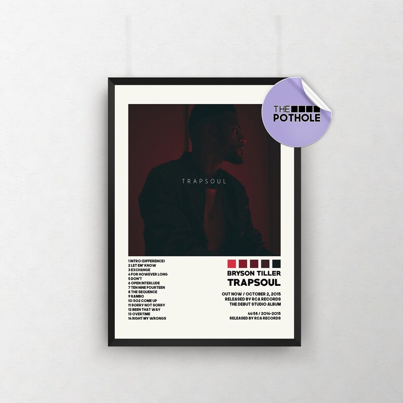 Bryson Tiller Posters / Trapsoul Poster Tracklist Album Cover Etsy