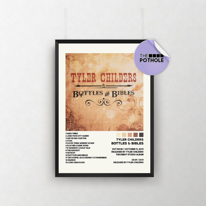 Tyler Childers Poster Bottles and Bibles Poster Tracklist Etsy