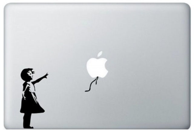 Banksy Cameraman and Apple Laptop / Macbook Vinyl Decal Sticker