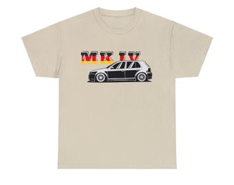 Classic MK4 Car Enthusiast T-Shirt: Iconic Hatchback Automotive Design | Car Silhouette German Flag Colors