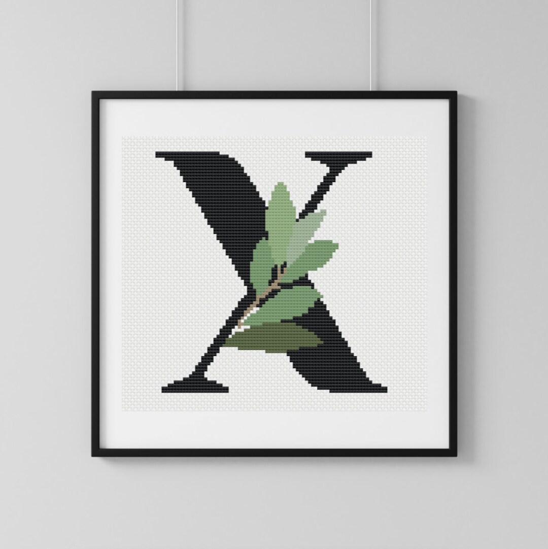Botanical Letter X Cross Stitch Pattern PDF - Minimalist Floral ...
