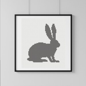 Sitting Hare Cross Stitch Pattern PDF - Minimalist Animal Embroidery Design