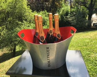 Bollinger champagne pewter ice bucket tin wine cooler, Made in France, Rare find, Collector Item - BOLLINGER 4 magnum cooler by Eric Berthès