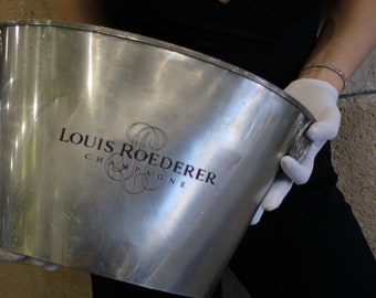 Louis Roederer Champagne four-bottle ice bucket - Original French pewter Orfèvrerie d'Anjou - Home Decor, Tin Wine Coller, Cristal Gift
