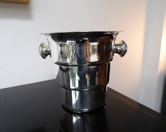 French Art Deco thick silvered champagne or wine cooler from the 1930s, 40s, master marked, Home decor, Tableware
