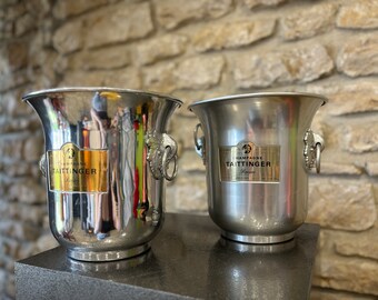 Pair of 2 vintage Taittinger champagne ice buckets wine coolers Beautiful memories from Paris Made in France Equipment for sparkling wines